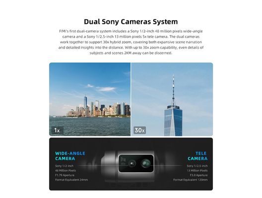 3 assi Gimbal Camera Drone Fimi X8 Tele 4k 60fps Motore senza spazzole per 37 minuti Tempo di volo