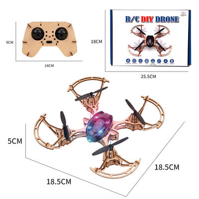 Set quadricottero telecomandato da 2,4 g. Kit Bemay giocattolo in legno assemblato per droni Rc educativi