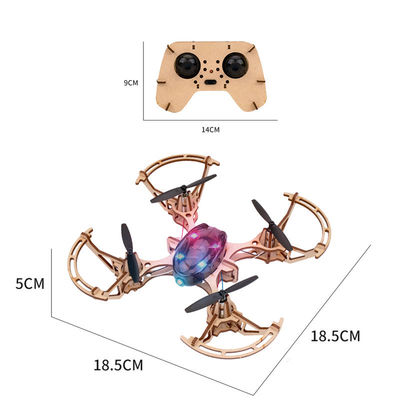 Set quadricottero telecomandato da 2,4 g. Kit Bemay giocattolo in legno assemblato per droni Rc educativi