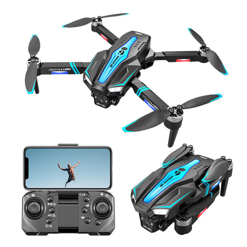 Droni principianti Posizionamento del flusso a tre assi Mini Drone pieghevole senza spazzole con evasione degli ostacoli a infrarossi e fotocamera 4k