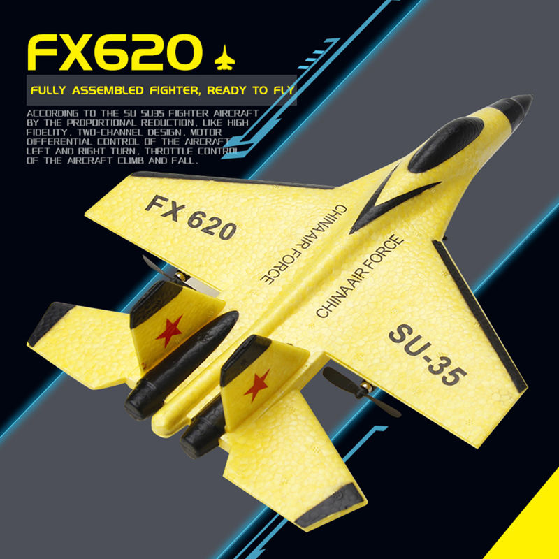 FX620 2.4GHz 2-Channel Foam RC Plane Modello Glider RC Jet Airplane con tempo di ricarica di 60 minuti e batteria da 3,7V 150mAh